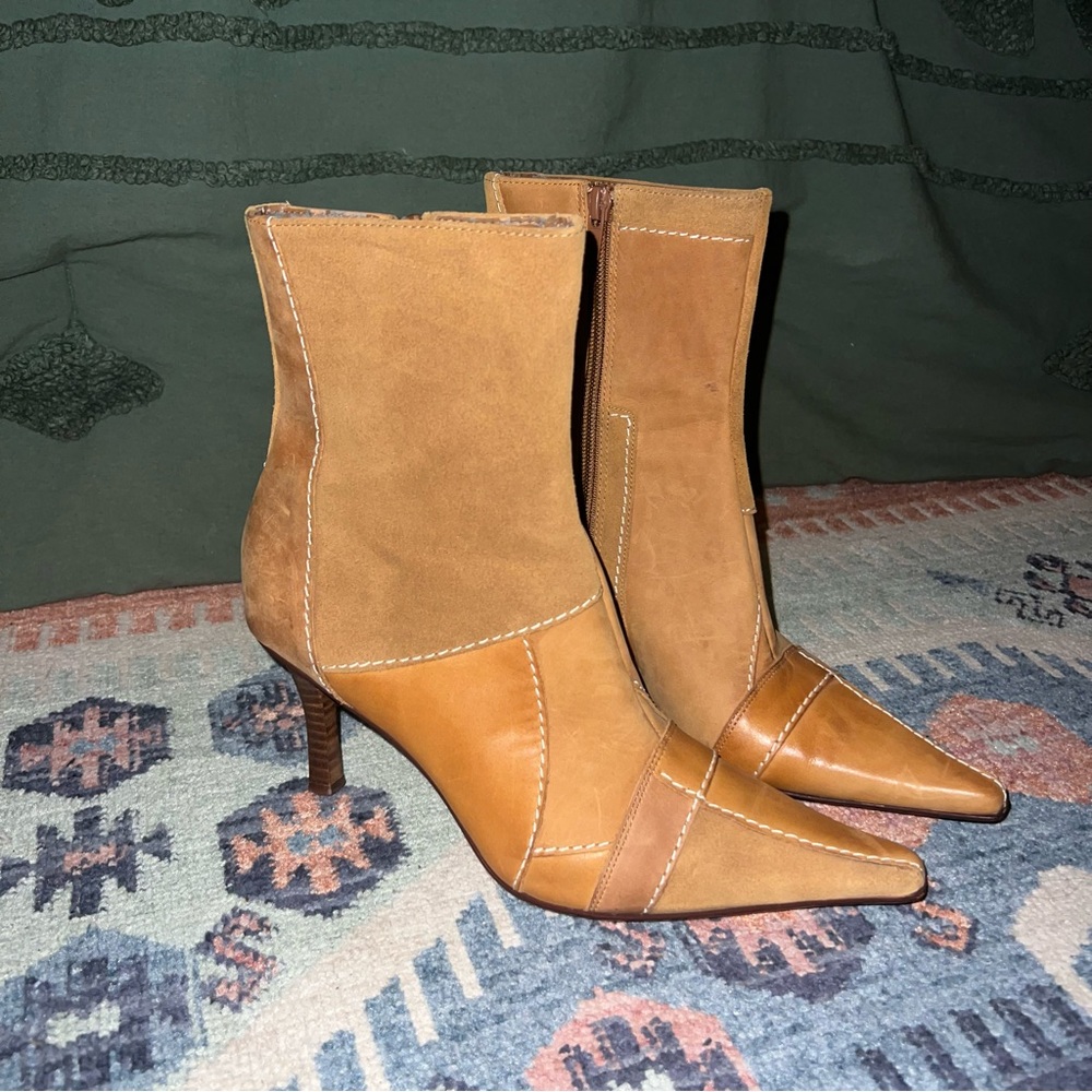 Nine West Patchwork Pointed Toe Ankle Boots